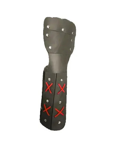 STLW Crux Vambrace – Medieval Leather Gauntlet (Black/Red) (Left & Right Sold Seperatly)