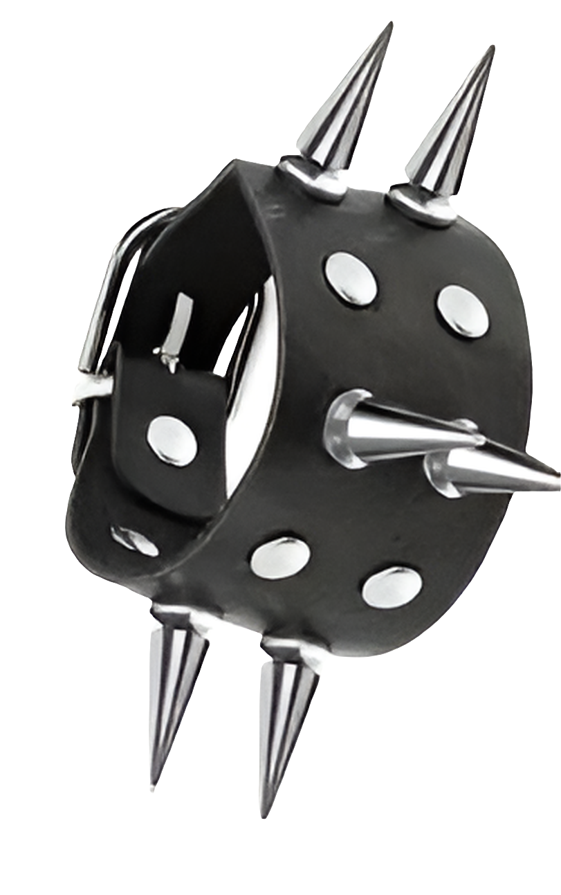 (IMP) Wide Stud/Spiked Faux Leather Wristband