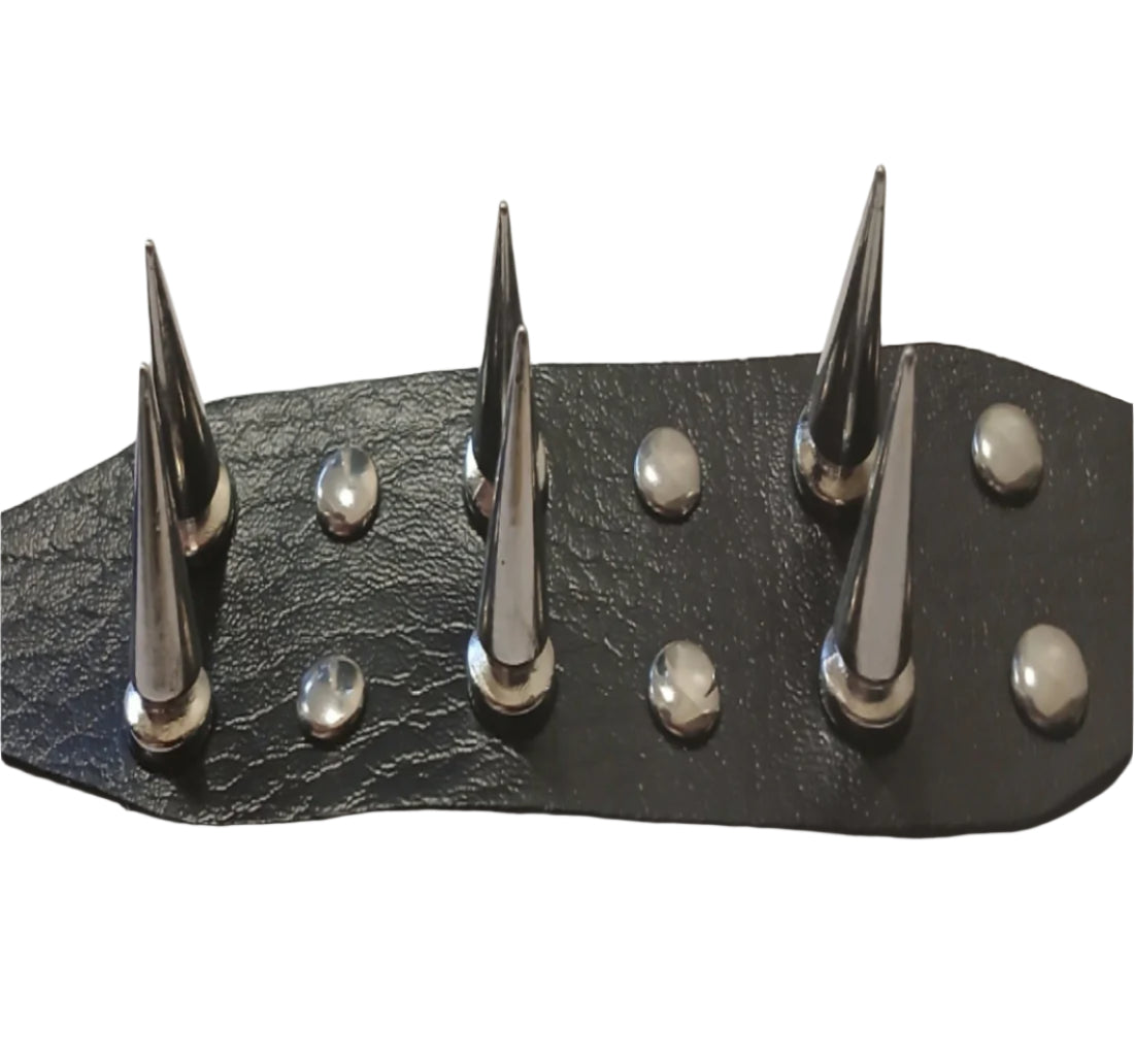 (IMP) Wide Stud/Spiked Faux Leather Wristband