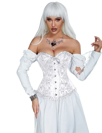 12 Pieces Soft Steel Bones Black Sexy Jacquard Palace Style Corset
