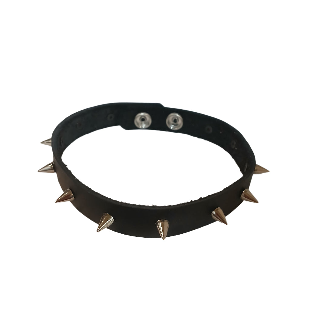 STLW 3/4" Leather 10mm (12) Chrome Stud Collar (S-13"-14")