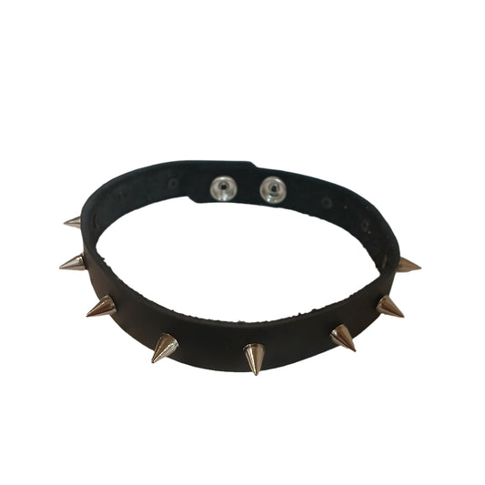 STLW 3/4" Leather 10mm (12) Chrome Stud Collar (S-13"-14")