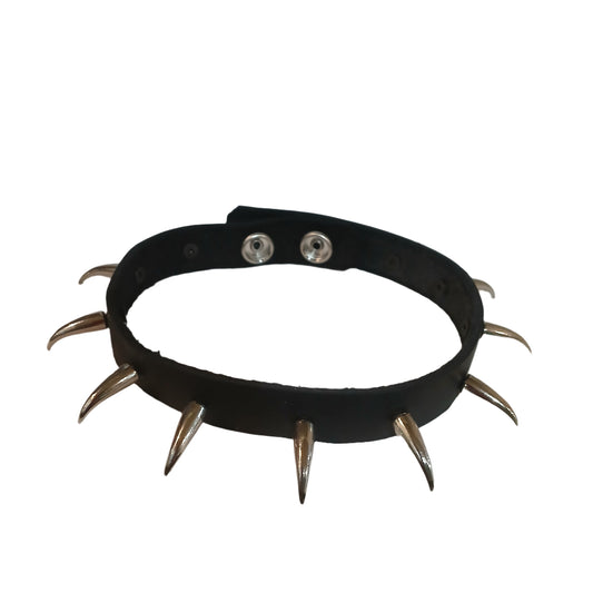 STLW 3/4" Leather 20mm (12) Chrome Claw Stud Collar (S-13"-14")