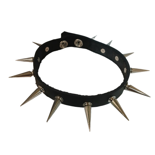 STLW 3/4" Leather 28mm (12) Chrome Stud Collar (S-13"-14")