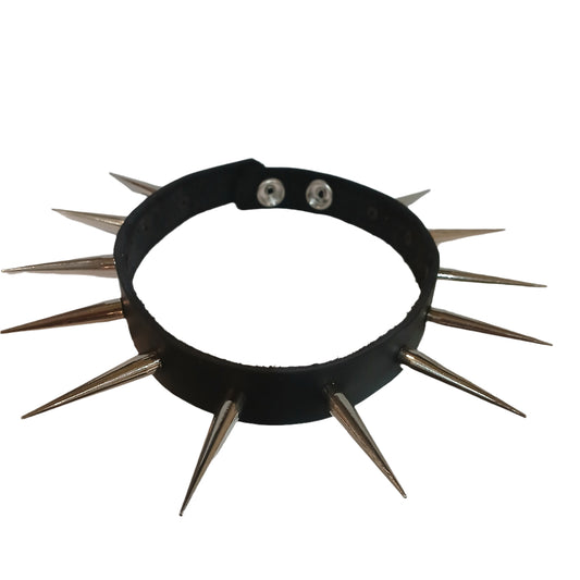 STLW 3/4" Leather 38mm (12) Chrome Stud Collar (S-13"-14")