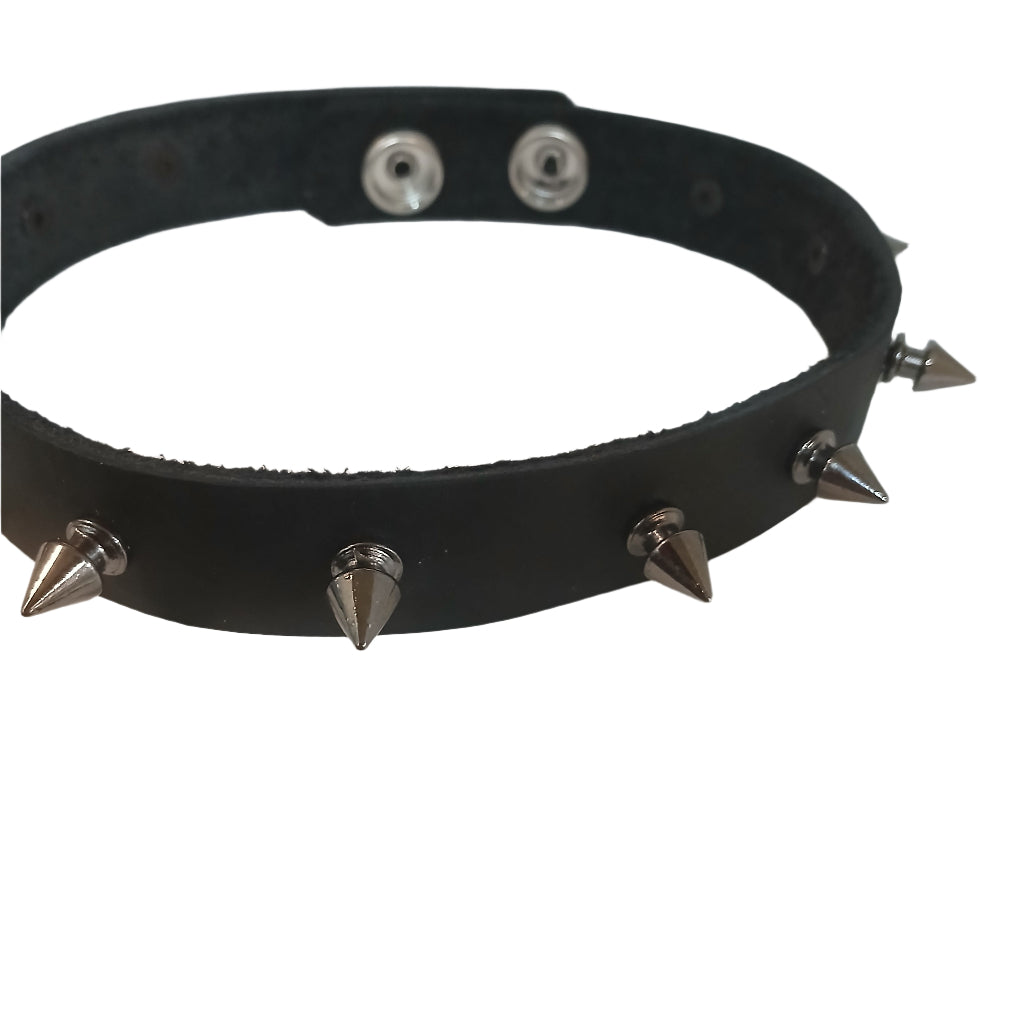 STLW 3/4" Leather 12mm (12) Gunsmoke Stud Collar (S-13"-14")