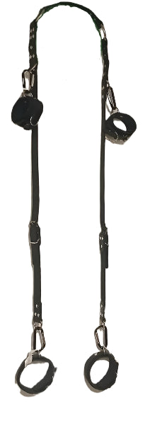 Leather Bondage setup, goes aroung neck and has wrist restraints, and anke restraints