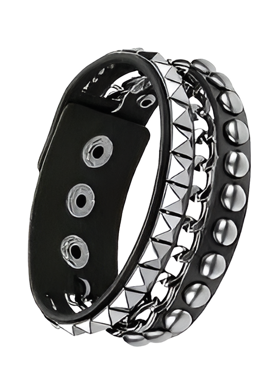 (IMP) Bracelet en similicuir à pointes