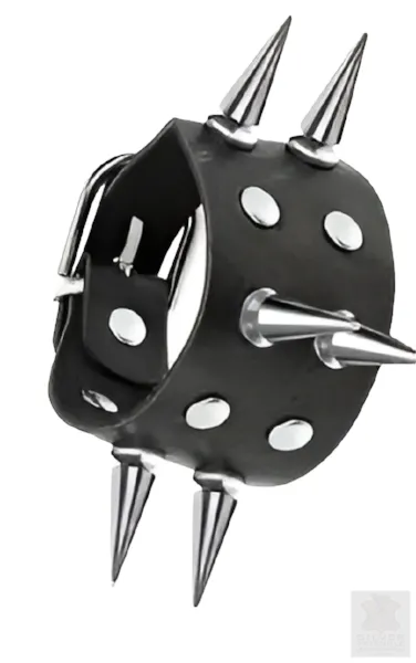 (IMP) Wide Stud/Spiked Faux Leather Wristband