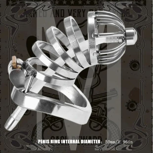 Stainless Steel Men's Chastity Long-MED