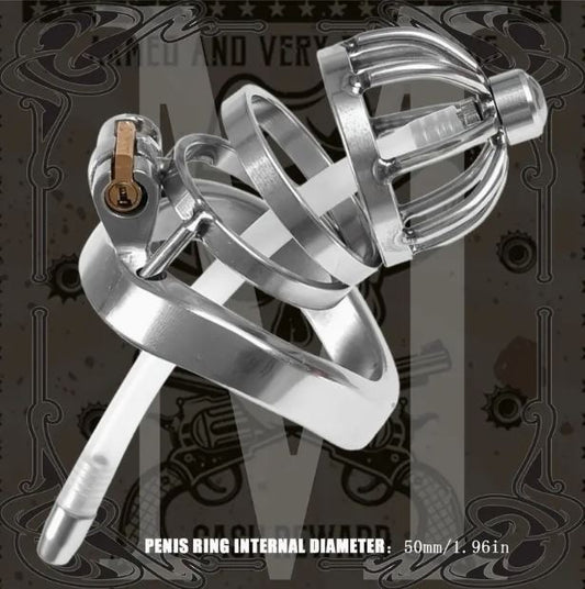 Stainless Steel Men's Chastity Short-MED