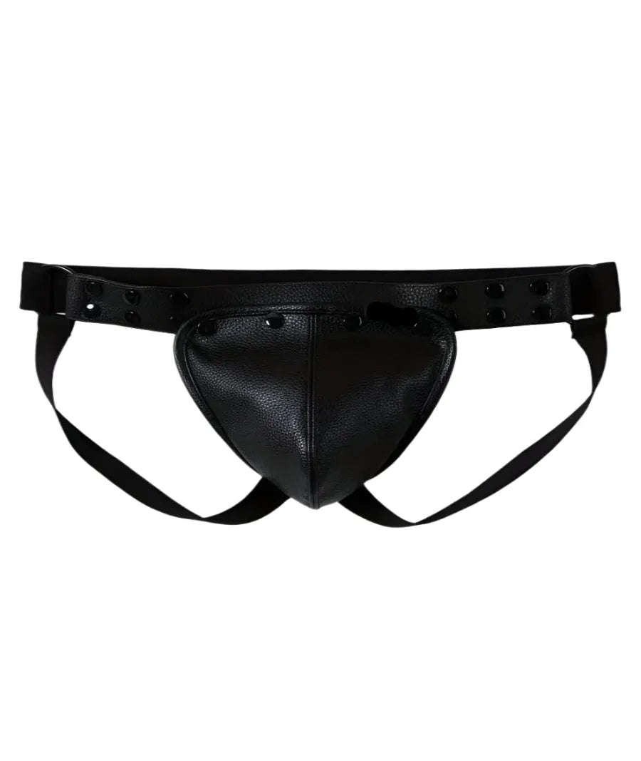 Jockmail Faux Leather Removable Pouch Jockstrap (S-M)