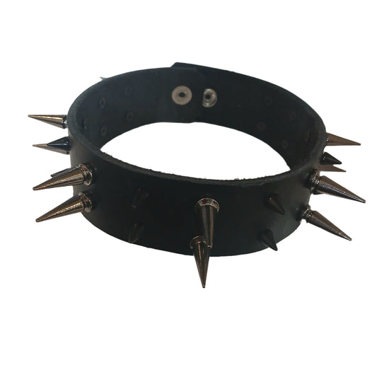 STLW 1 1/2" Leather Limited Edition Gunsmoke/Black Spike Collar (15-16")