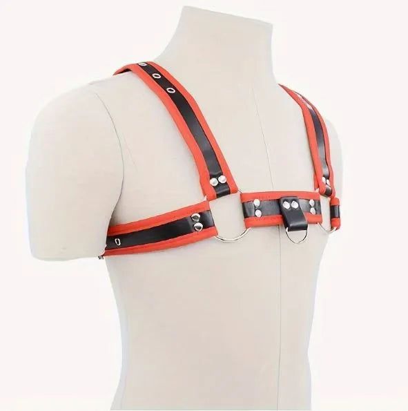 pup Faux Leather Red Harness